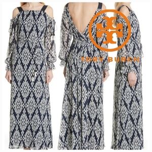 NWT Tory Burch Katherine Dress Medium Cold Shoulder Maxi